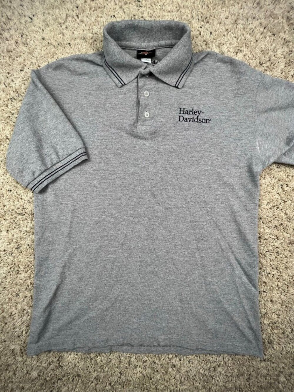 Harley Davidson Mens Grey Short Sleeve Polo Shirt Medium Las Vegas Cotton Blend